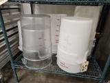 8)12 qt white polyethylene storage containers, 2)12 qt clear storage contai