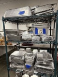 3 rows of steam table pans-half pans, qtr pans, eighth pans & lids