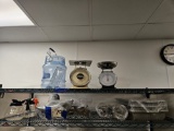 coffee pots/servers, silverware trays, 2)kitchen scales, water pitchers