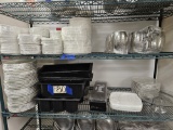plates, bar condiment container, glass cake plate, black containers