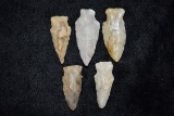 Lot Of 5 Arrowheads, Central Missouri, Deconsessioned From A Museum