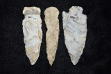 Lot Of 3 Archaic Points, Central Missouri, Deconsessioned From A Museum