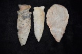 Lot Of 3 Archaic Points, Central Missouri, Deconsessioned From A Museum