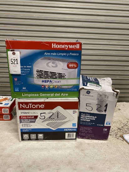 Honeywell Air Purifier, Nutone ventilation fan & filtraition system