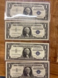4 Silver Certicate $1 bill 1957 Series uncirculated