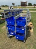 Metal cart with crates