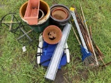 Bundle of Yard tools & flower pots