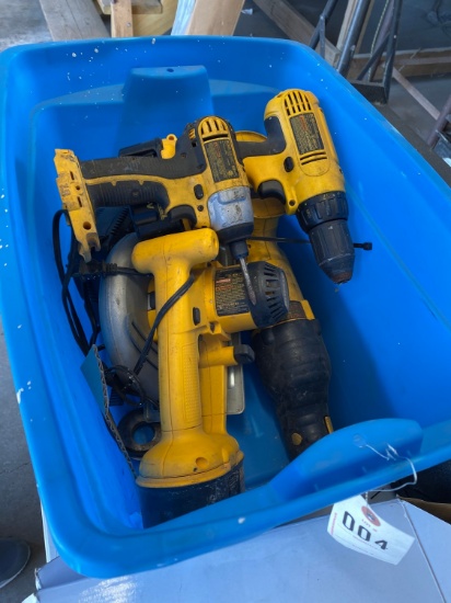 Tote of Dewalt tools