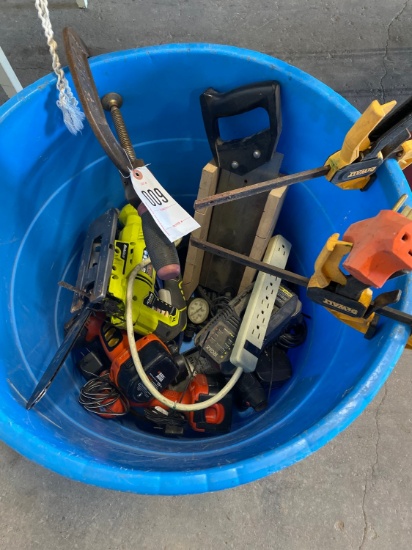 Tube with powertools,chargers,saw,clamps