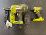 Ryobi 16 gauge Air Strike Nailer with battery only & impact driver works