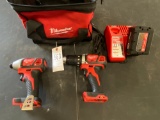 Milwaukee 18V Drill & Impact Driver with Battery & charger works
