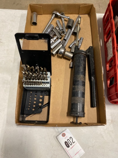 Misc Ratchets,sockets,drill bits & grease gun