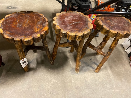 3 Rustic Wood side tables 21" tall