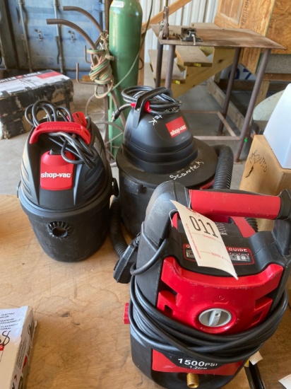 2 Small Shop Vacs & 1  1500 PSI Electric Pressure Washer