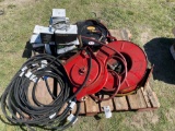 Pallet of hose reels,belts & clamps