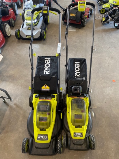 Ryobi 18 inch push mower with grass catcher, 1 Ryobi Brushless mower with grass catcher has 1 Batter