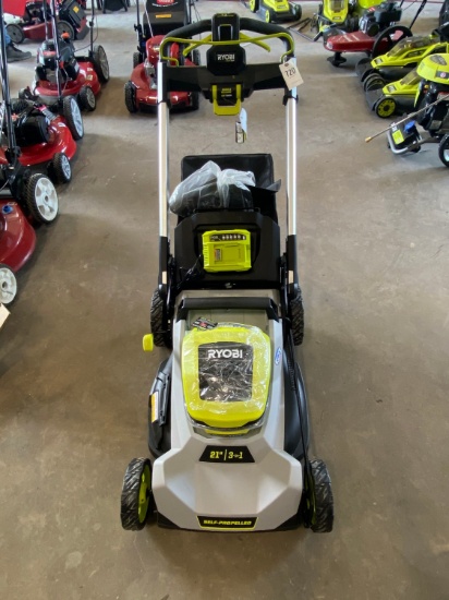 Ryobi 21" 3 in 1 Self Propelled, 40V Brushless push mower with grass catcher , 1 Battery and charger