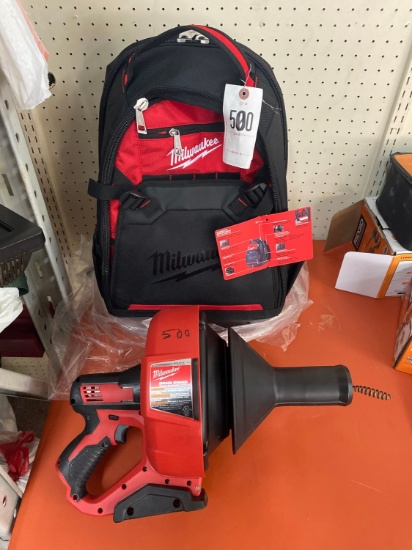 Milwaukee Jobsite backpack & drain snake