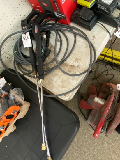 2 Pressure washer hoses & 2 wands