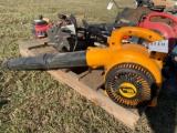 Pallet of Weedeaters,blowers,tiller attachment,edger