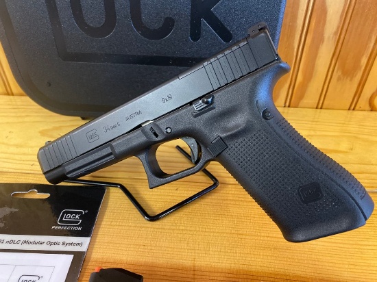 New Glock 34 Gen 5 9MM 3 Mags, Speedloader,Grips,Modular Optic system Sn#BUZM099