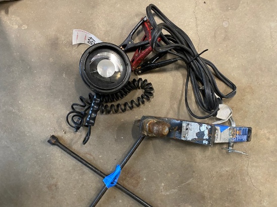 Receiver hitch,spot light,lug wrench,jumper cables