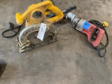 Milwaukee Angle Drill & Dewalt Saw
