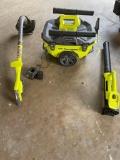 Ryobi 18V string trimmer & blower & wet dry vac battery & charger