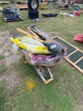 Wheel Barrel with mulch,shovels