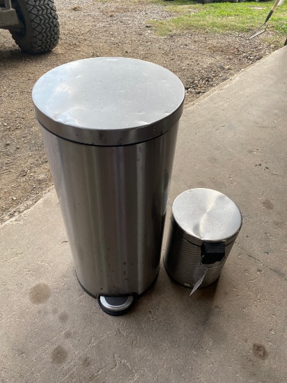 2 Stainless trash cans