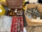 Box of Master locks,straps,bungy cords,2 bins of electrical connectors