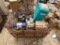 Metal Crate of air Filters, Battery Charger & Misc