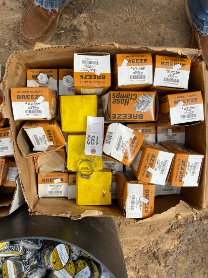 2 boxes of hose clamps & tub of electrical tape