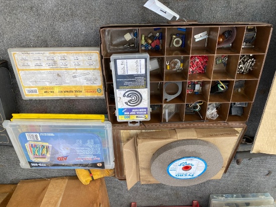 Bundle ,Snap rings,Hose Repair Kit,Heat Shrink,Bin of Misc and Large gridner wheel
