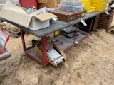 Large Metal Shop Table with Castors No content