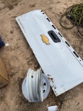 Chevy tailgate & 2 trailer wheels