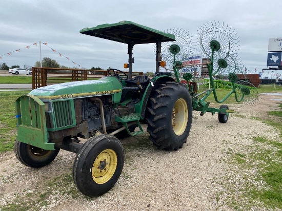 John Deere 5400 2wd diesel tractor 3333 hrs. runs & operates with john deere hay cutter & john deere