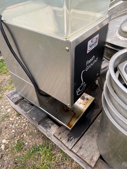 Pallet of large stainless bowl,coffee motor & misc