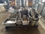 Pallet of misc stainless pots & pans