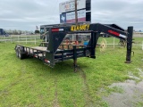Kearney 28' GN Trailer pipe top with ramps , tandem 7K axles has title