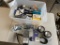 Tote full of trailer hubs,seals,plugs,lights & misc