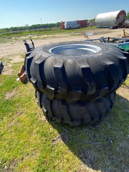 2-16.9x24 Backhoe tires on rims