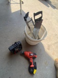 Drill with battery and charger and saw