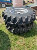 2-9.5x16 R1 Tractor Tires on rims