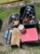 Pallet with parts washer,vise,tile cutter & totes of power tools