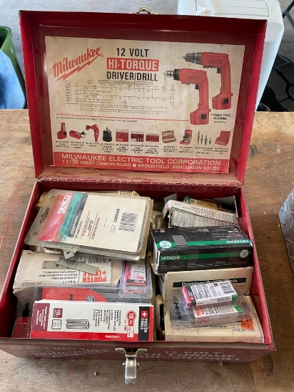 box of Nails & staples,tool box