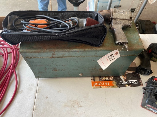 Ridgid Sander,Tool box with content