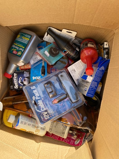 box of Misc Auto Parts & fluids