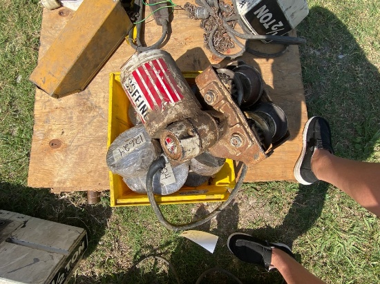 Hoist & Crate of Rollers