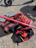 2 Husky tool bags,with tools,content,craftsman tool box & 3 gas cans,level